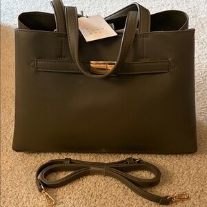 A New Day Dark Olive Green Faux Leather Purse/Crossbody Bag - NWT
